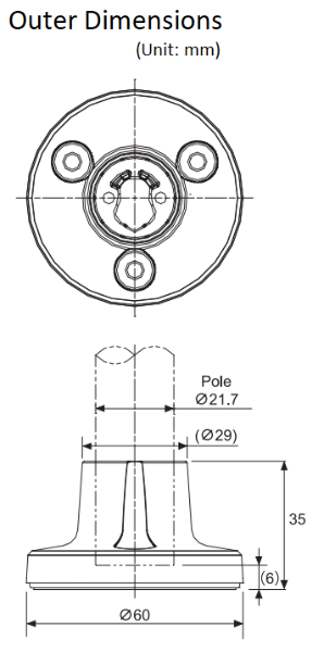 Circular Plastic Bracket, N-Type Pole, White