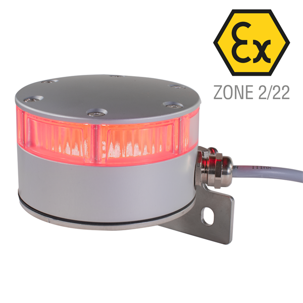 Explosion-Safe RED LED Signal Light, Alum Case Radial Cable
