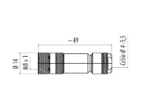 M8 3 Pole Female Straight Shieldable Connector, 4.0-5.5mm OD