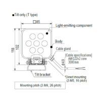 85mm, Daylight LED Work Light, Tilt Bracket, 24Vdc