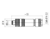 M8 4P Male Straight Shieldable Connector, 4 - 5.5mm OD