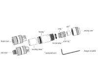 M8 4P Female Straight Shieldable Connector, 4 - 5.5mm OD