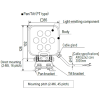 85mm, Daylight LED Work Light, Pan & Tilt Bracket, 24Vdc