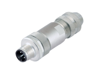 M12 4 Pole Male Straight Shieldable Connector, 4.0-6.0mm OD