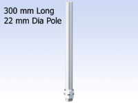 Aluminium Pole, Ø22mm x 300mm Long, Threaded T-Type Silver