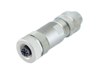M12 4 Pole Female Straight Shieldable Connector, 4.0-6.0mm OD