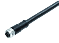 M12-S 3+E Pole Female Straight Connector, 10m PUR Cable